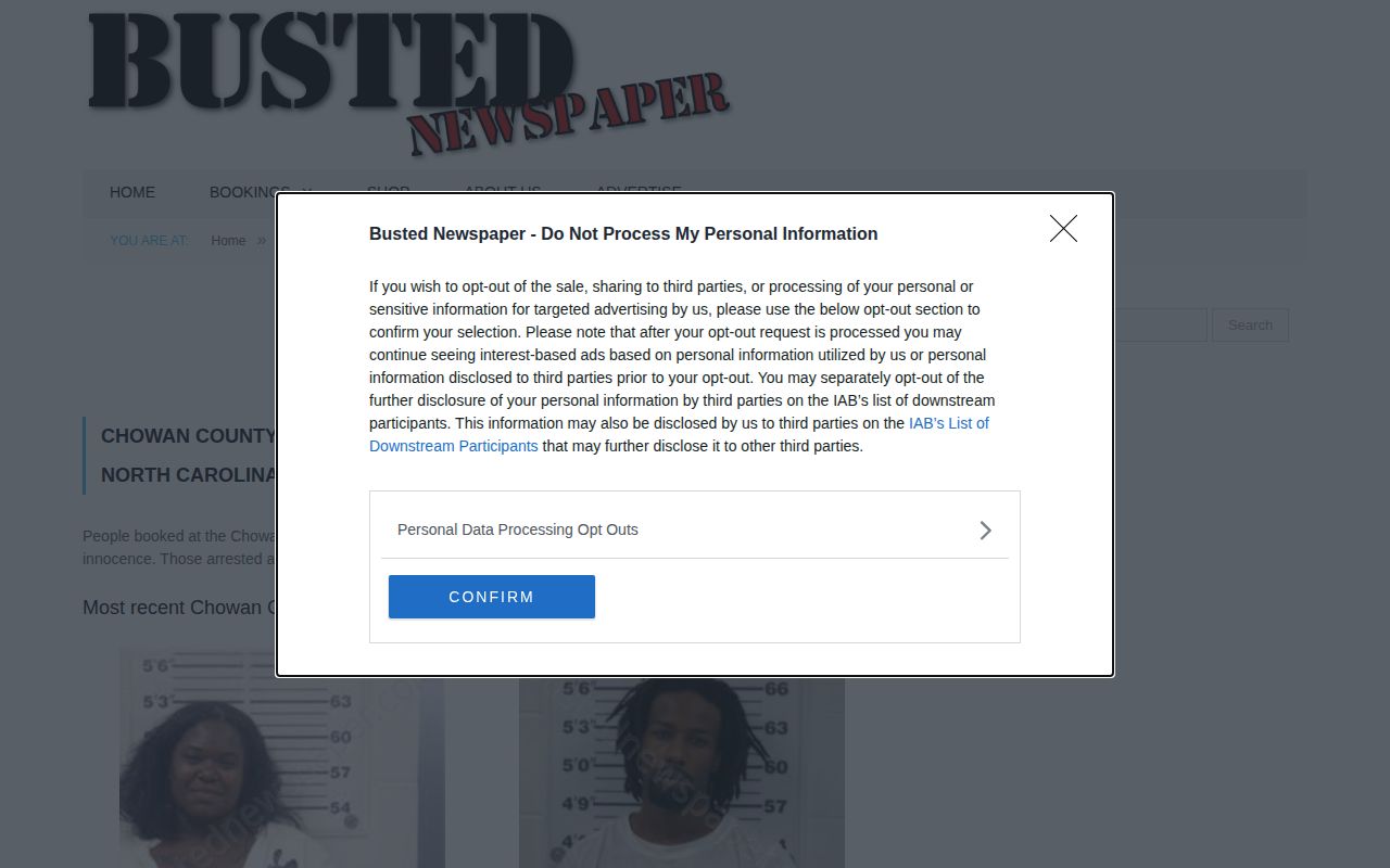 Busted Newspaper Chowan County booking-record source interface